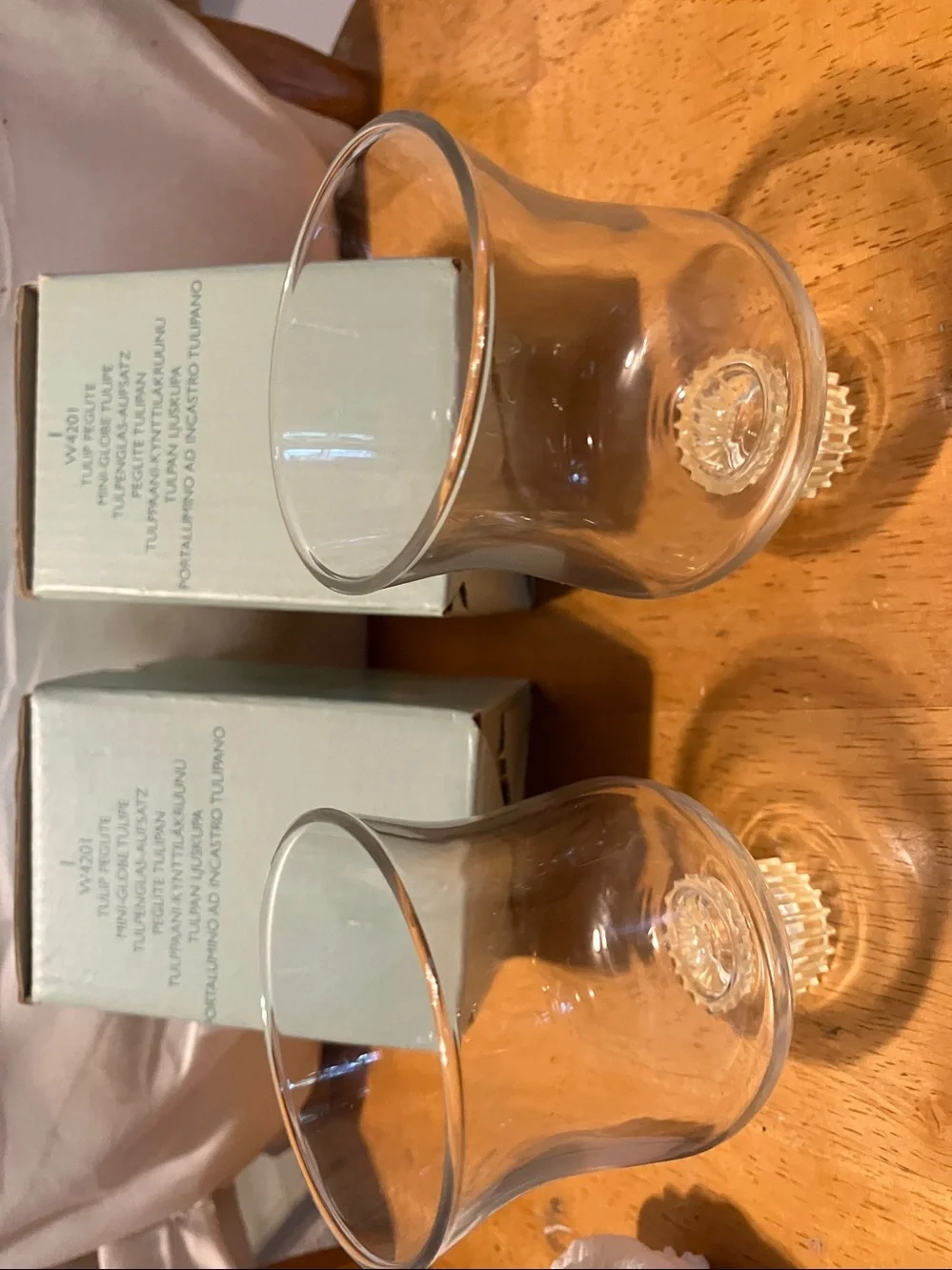 New.  Set of 2. Partylite glass 3” tulip style candle holders.  Perfect